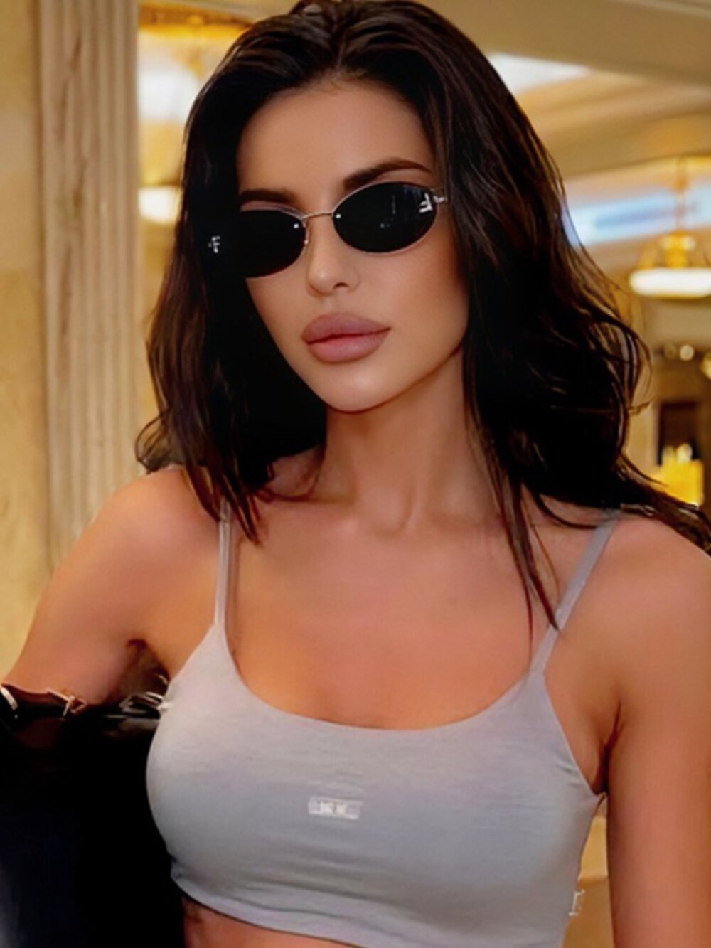 Retro Rimless Small Diamond Sunglasses
